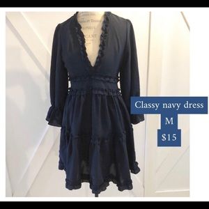 classic navy long sleeve dress